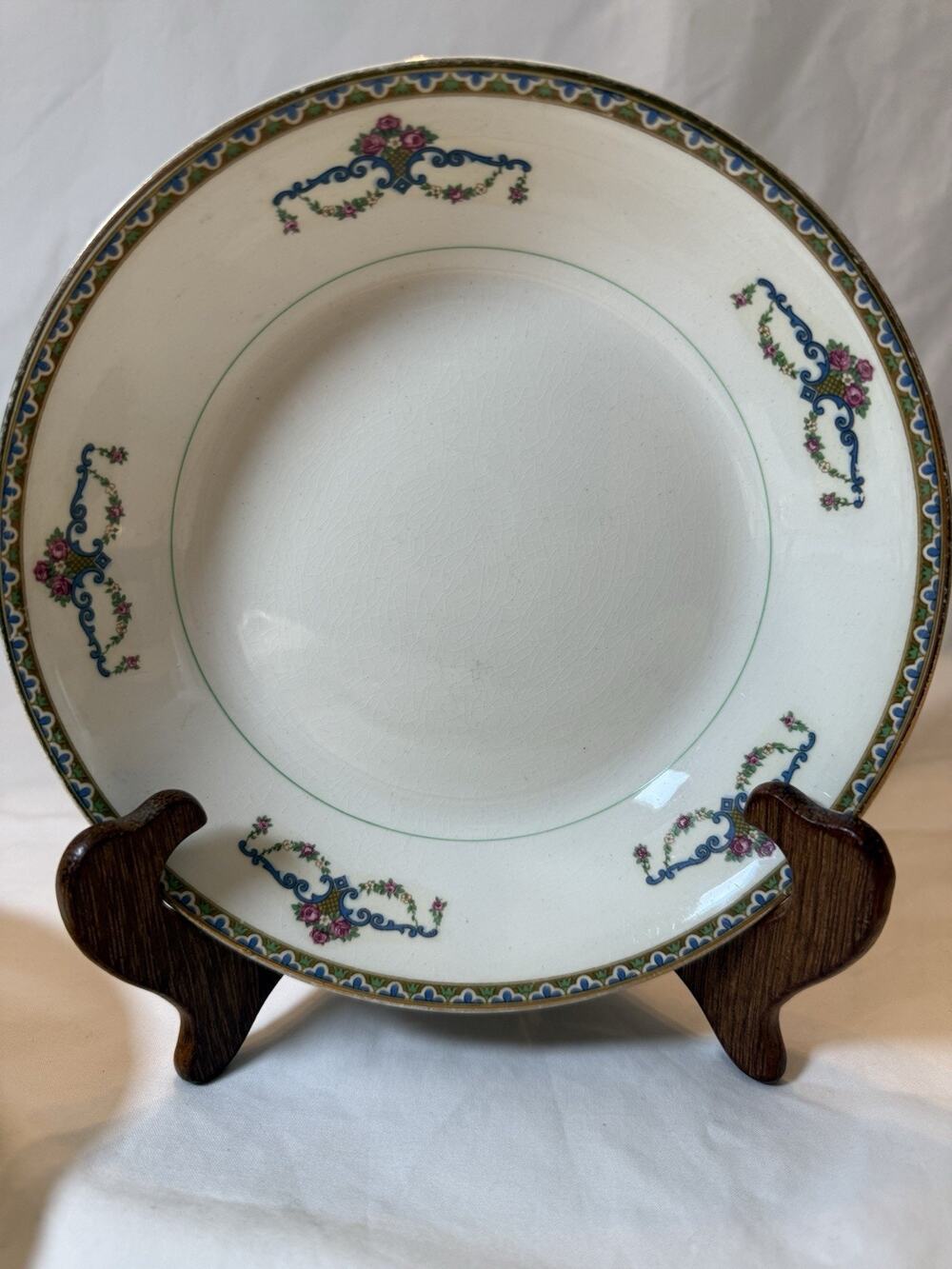 Vintage Pope Gosser Melrose Floral Porcelain Soup Bowls Set of 5 Pieces, 8in